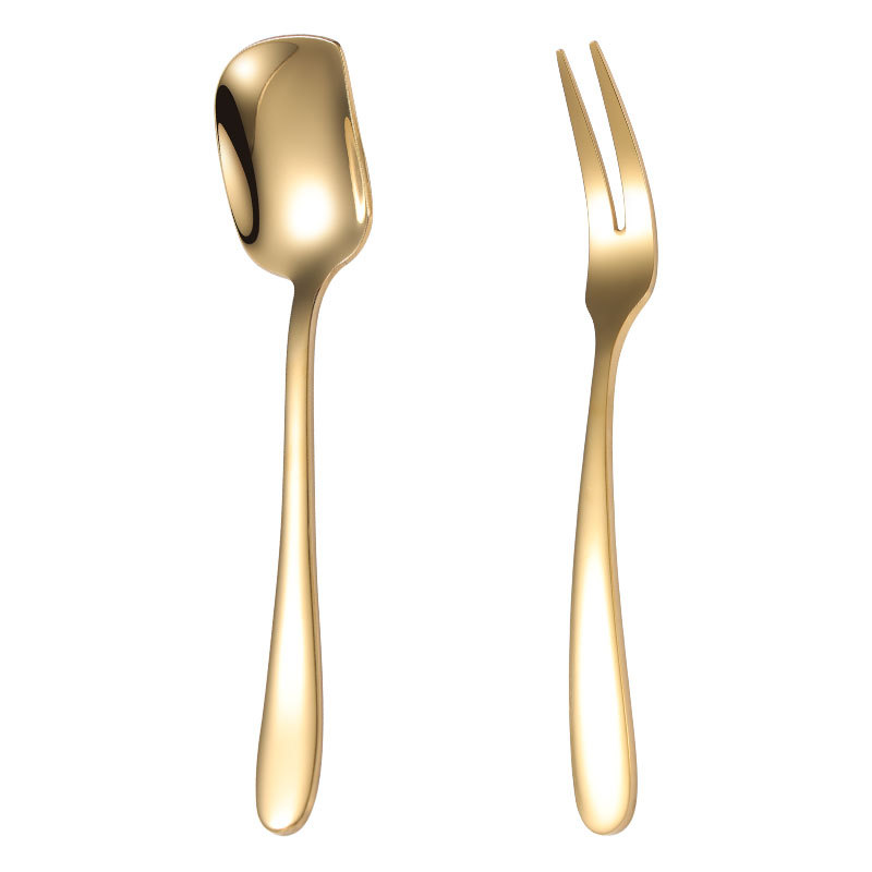 Stainless steel spoon 304 Net red spoon Korean ice cream spoon children small spoon golden spray paint dessert ice cream spoon