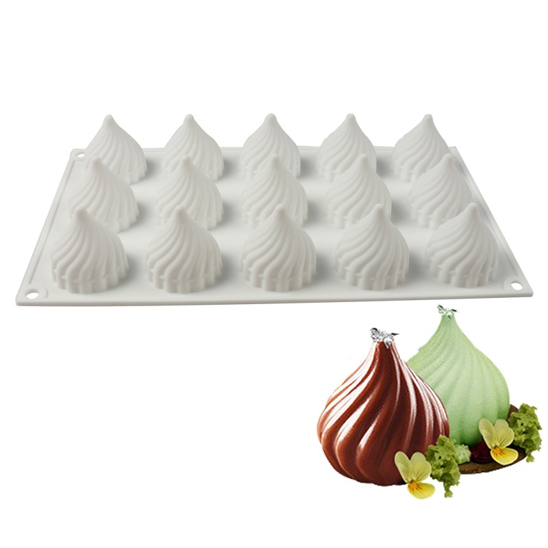 15-piece small cyclone mousse cake mold small onion head steamed stuffed bun silicone mold dessert chocolate baking mold
