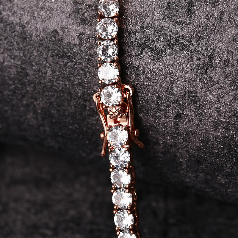 銅のヒップホップのアクセサリーのネックレスtennis chain3mm4mm5mmテニスチェーン銅はジルコンの単列ドリルチェーンを入れます。|undefined