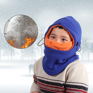 Winter outdoor upgrade double-sided velvet padded hat cute children windproof warm scarf mask face hat
