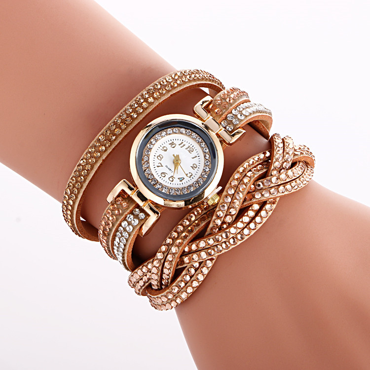 wish AliExpress Foreign Trade Hot Selling Women's Wrap Watch Korean Velvet Diamond Fashion Bracelet Watch Quartz Watch