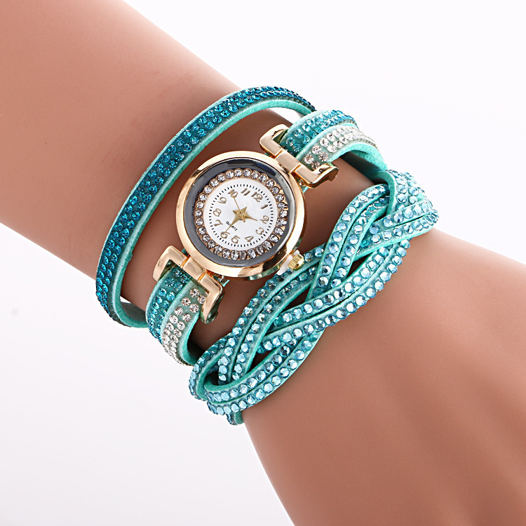 wish AliExpress Foreign Trade Hot Selling Women's Wrap Watch Korean Velvet Diamond Fashion Bracelet Watch Quartz Watch