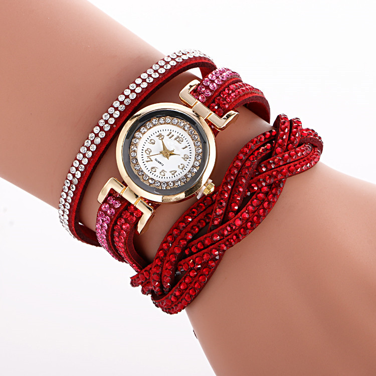 wish AliExpress Foreign Trade Hot Selling Women's Wrap Watch Korean Velvet Diamond Fashion Bracelet Watch Quartz Watch