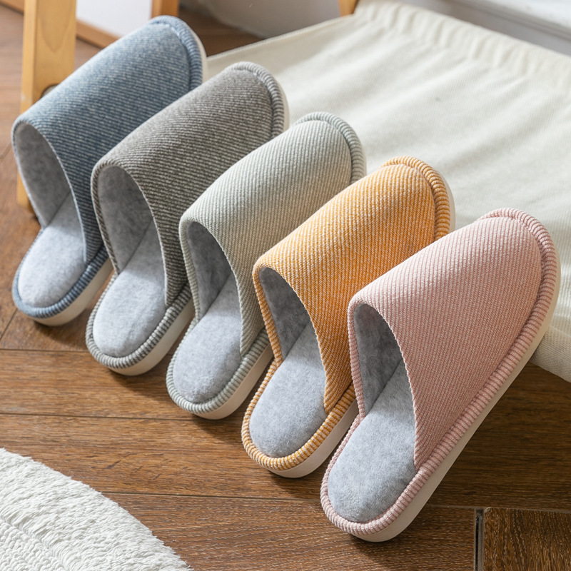 Factory wholesale autumn and winter Japanese warm cotton slippers household indoor men and women couples plus velvet non-slip moon slippers