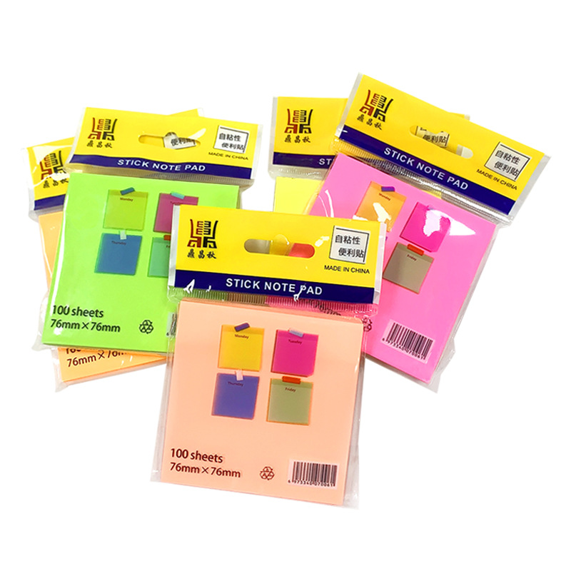 Fluorescent Post-it Notes Simple Tearable Solid Color Note Book Office Notes Note Paper Student N-time Notes