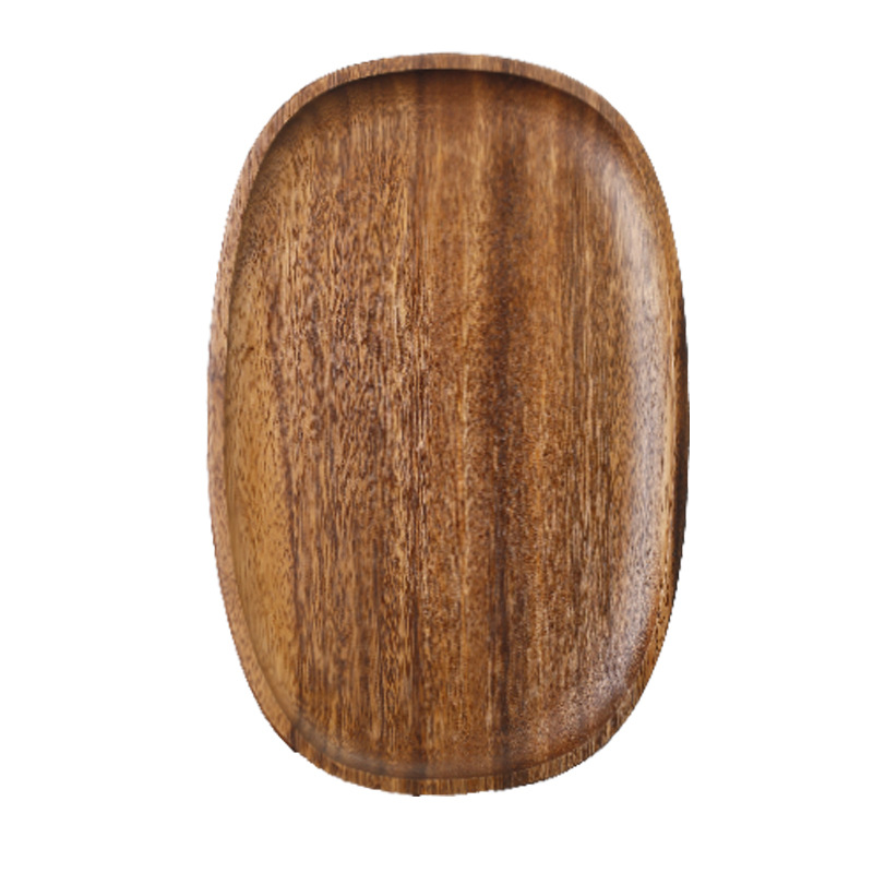 Acacia wooden tray solid wood special-shaped plate creative fruit plate melon seed plate irregular oval goose soft stone dessert snack plate