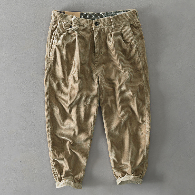 Z325 autumn and winter new men's cotton corduroy solid color casual Japanese overalls a generation of hair