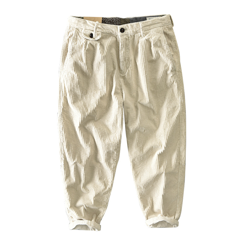 Z325 autumn and winter new men's cotton corduroy solid color casual Japanese overalls a generation of hair