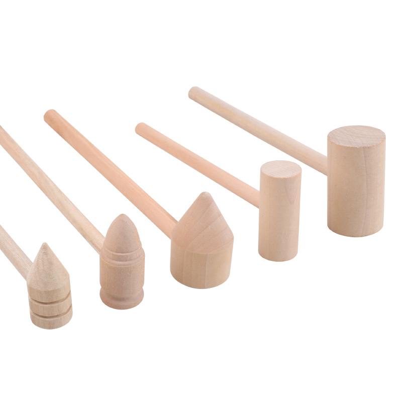 Wood Hammer Large and Small Solid Wood Hammer Toy Small Wooden Hammer Wooden Hammer Hammer Diy Archaeological Hammer Tool