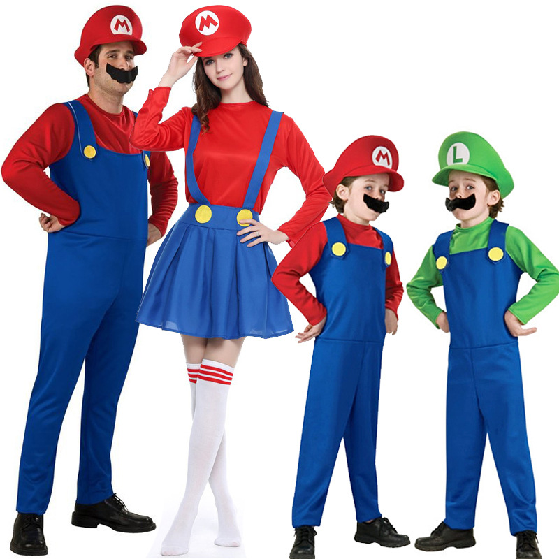 Halloween Super Mary Performance Costume cosplay Adult Children Super Mario Stage Drama Costume