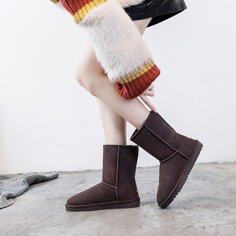 Winter New Warm XLL А UGG Snow Boots Women's Boots Cowhide Midi Boots Beef Sole Anti-slip Cotton Shoes iuggi