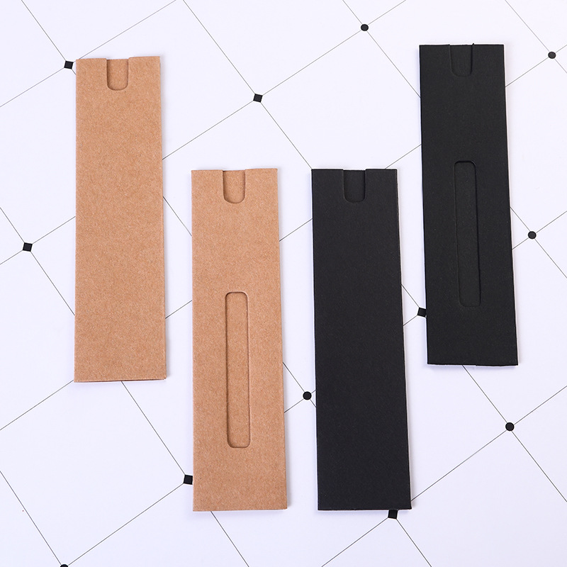 Spot Kraft Paper Pencil Bag Window Paper Pen Bag Simple Single Pack Gift Pencil Black New Stationery Bag