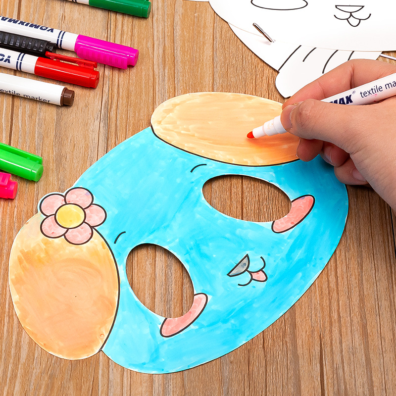 Blank graffiti mask kindergarten painting handmade diy art material animal cartoon children coloring mask