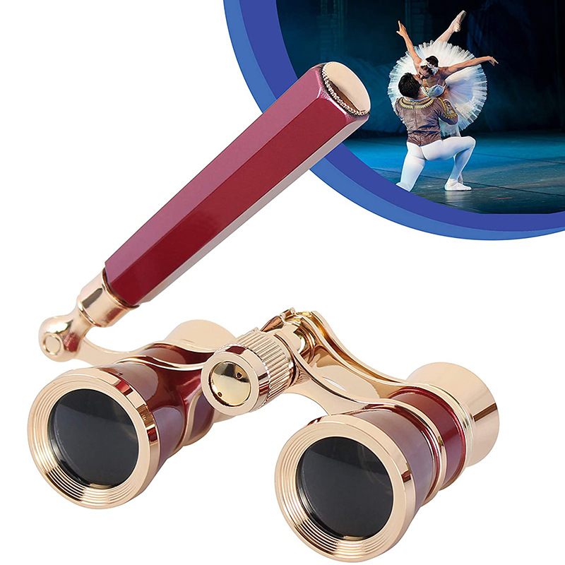 Cross-border new 3×25 theater viewing telescope all-metal with handle/chain ladies retro small binoculars