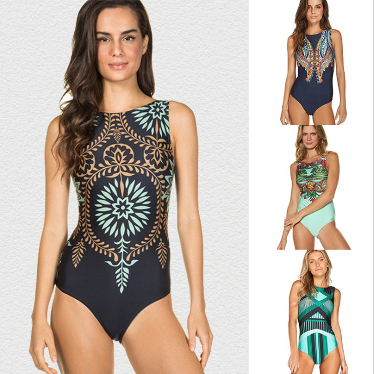 New Amazon bikini sexy one-piece printed bikini swimsuit foreign trade cross-border European and American bikini swimsuit