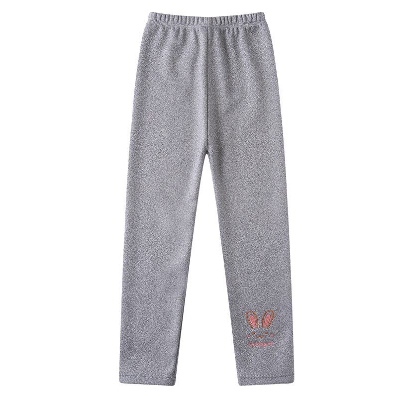 Girls' fleece-lined leggings winter children's cartoon outer wear warm trousers girls' elastic tight one-piece velvet pants wholesale