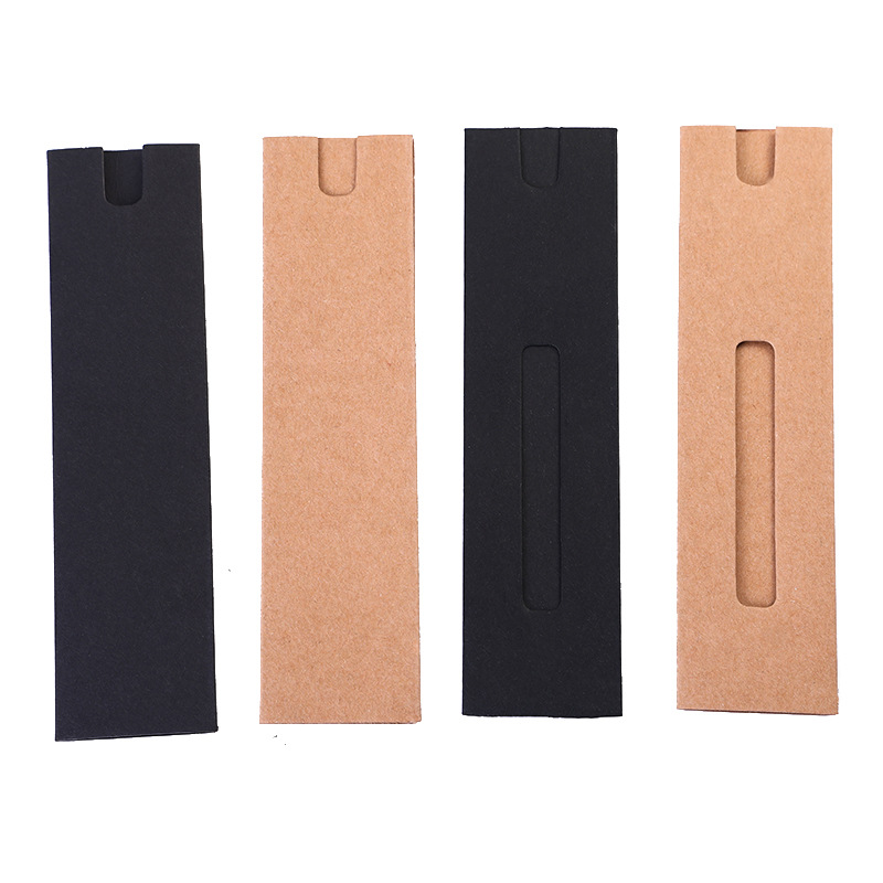Spot Kraft Paper Pencil Bag Window Paper Pen Bag Simple Single Pack Gift Pencil Black New Stationery Bag