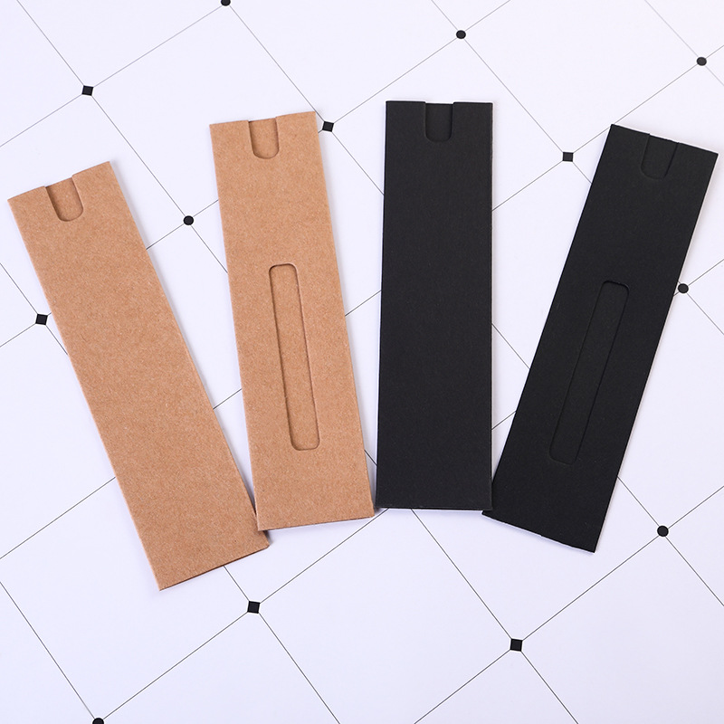 Spot Kraft Paper Pencil Bag Window Paper Pen Bag Simple Single Pack Gift Pencil Black New Stationery Bag