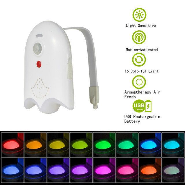 Rechargeable toilet lamp 16 color aromatherapy intelligent induction toilet lamp nightlight