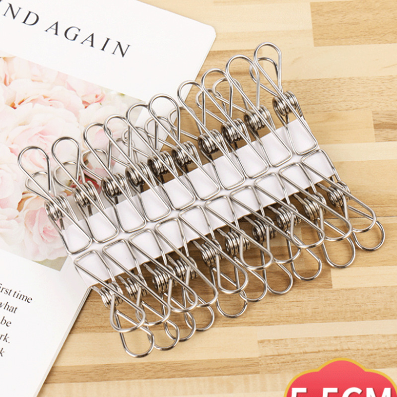 Stainless Steel Solid Thread Clip Clothes Clip Windproof Clothes Line Clip Stainless Steel Drying Hosiery Rack Clothes Small Clip