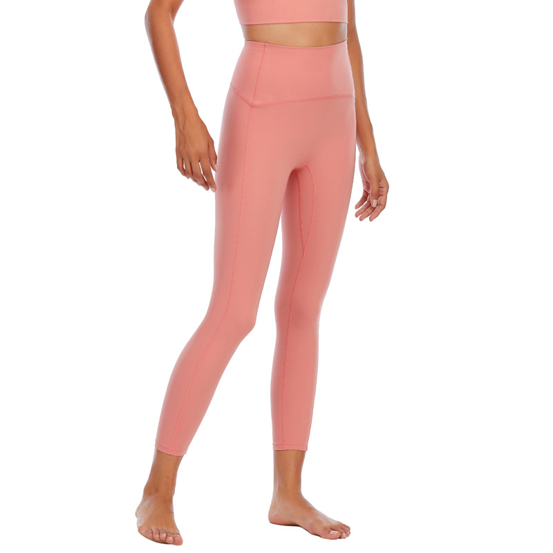 New No Embarrassment Naked Fitness Pants Women's High Waist Peach Pants Stretch Tight Yoga Sports Running Ankle-length Pants