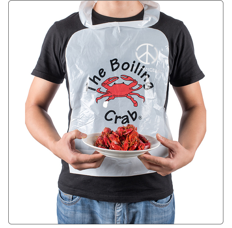 Waterproof and oil-proof crayfish LOGO disposable plastic bib apron independent packaging factory wholesale catering hotel
