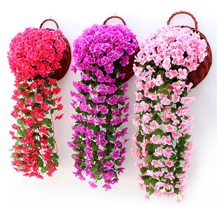 Simulation of the Violet hanging orchid big hydrangea plastic flower silk flowers rattan balcony wedding decoration