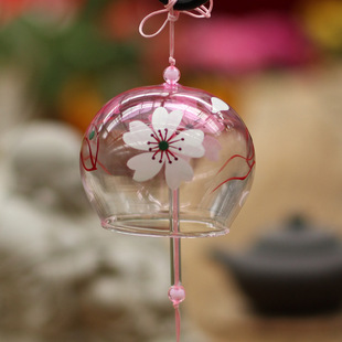 Factory handmade painted glass wind chime creative gift scenic Japanese glass wind chime small flower glass wind chime