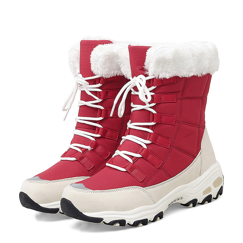 2024 new ladies snow boots winter warm boots fleece-lined thickened northeast cotton shoes cross-border plus size women's shoes