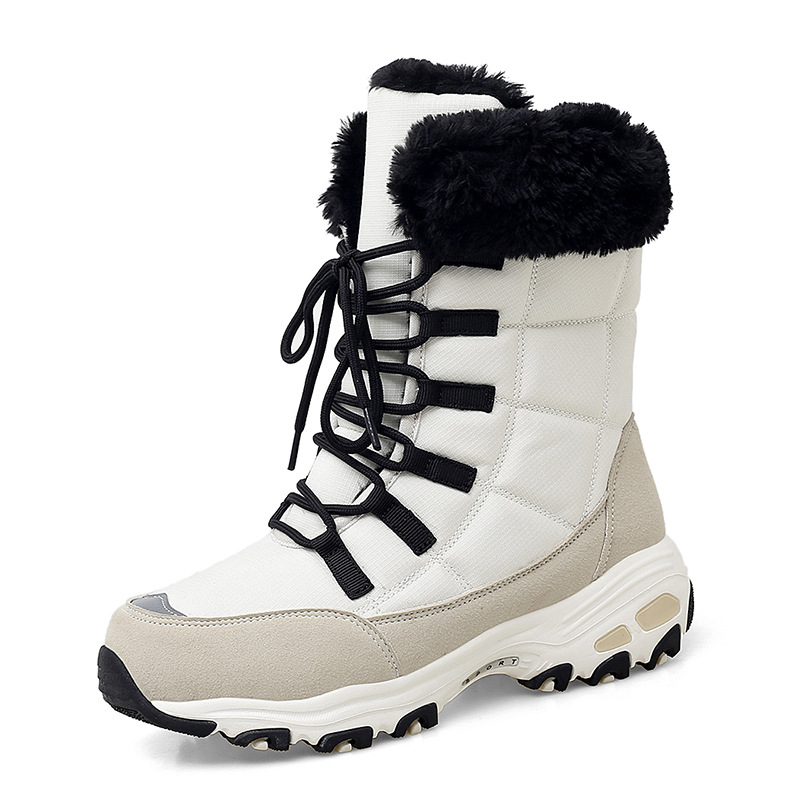 2024 new ladies snow boots winter warm boots fleece-lined thickened northeast cotton shoes cross-border plus size women's shoes