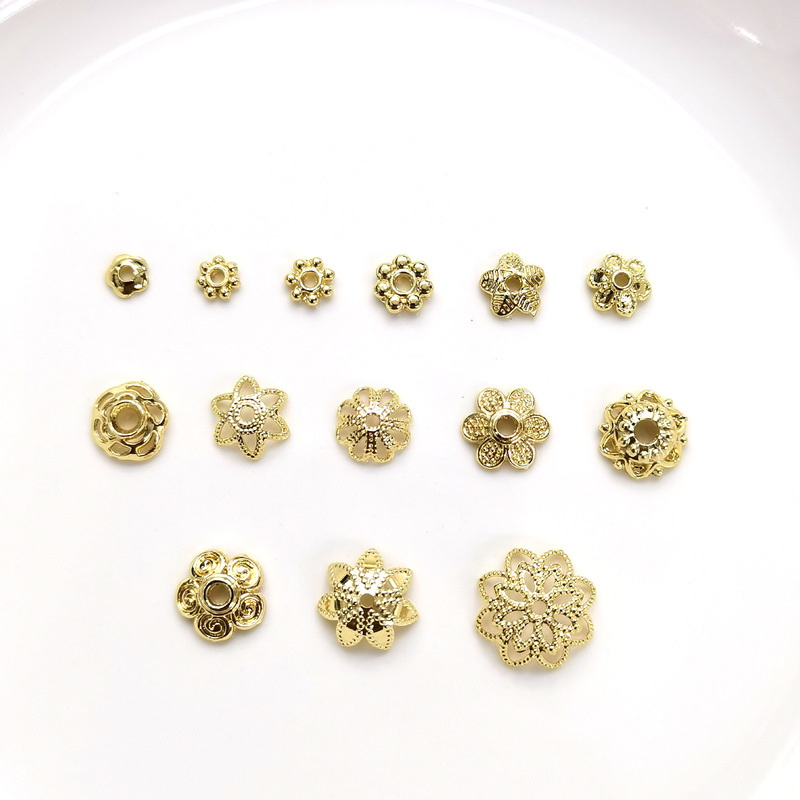 14kバッグ金色保色花托diy手作り手串仕切り花帽ビーズ材料雪花片花びら|undefined