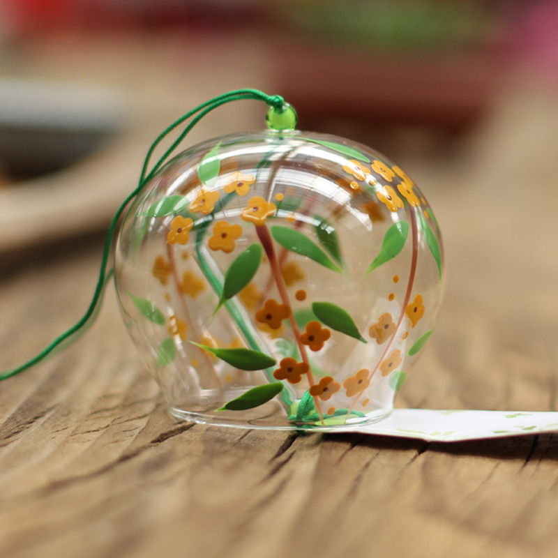 Factory handmade painted glass wind chime creative gift scenic Japanese glass wind chime small flower glass wind chime