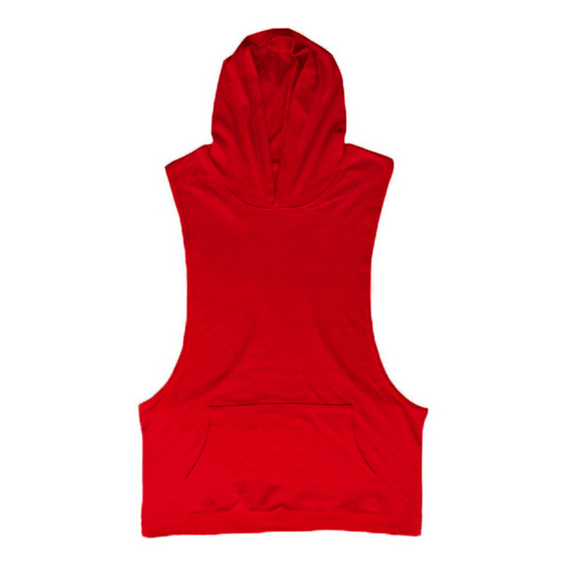 Muscle Fitness Sports Leisure Deep Digging Hooded Waistcoat Men's Summer Cotton European and American Trend Custom Logo