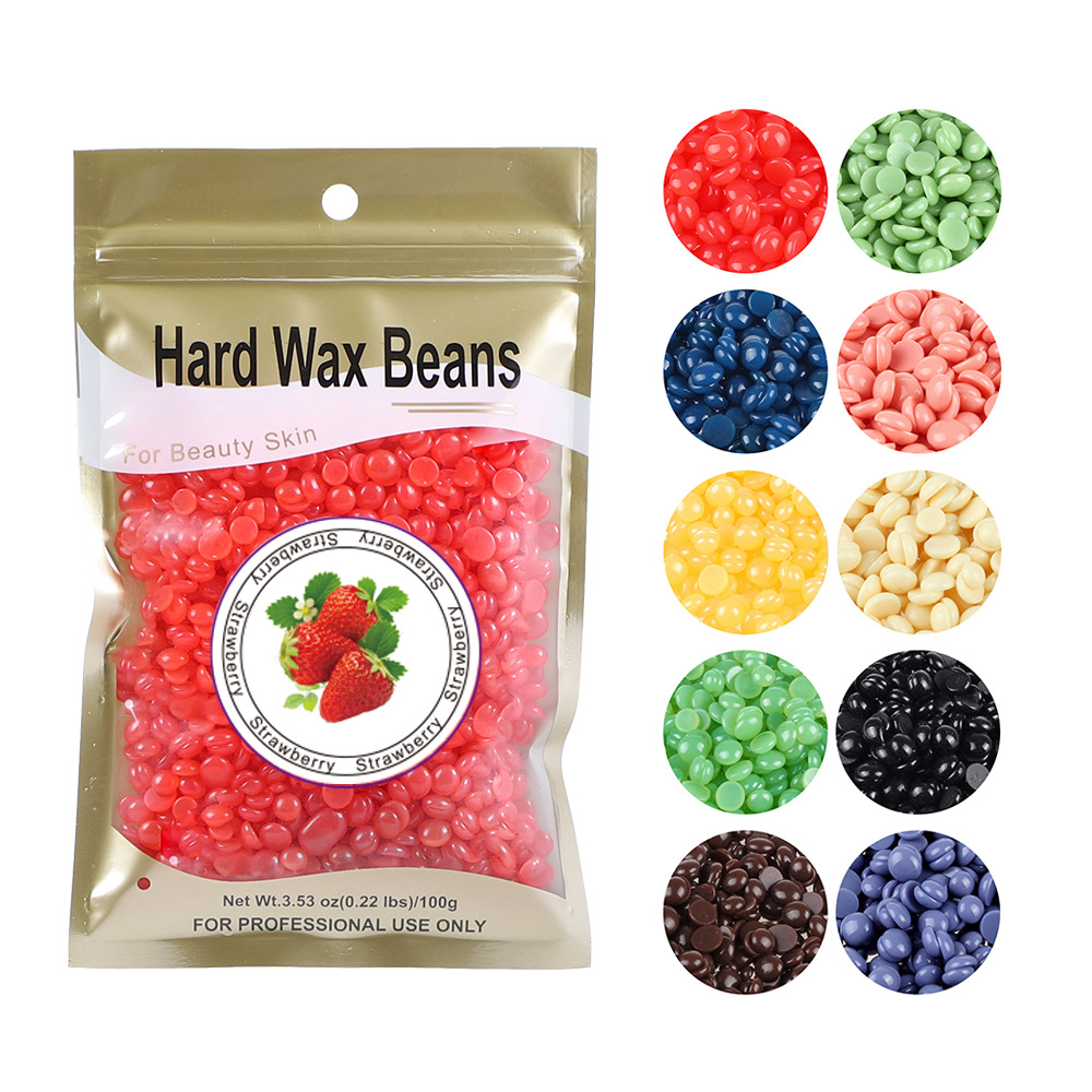 Cross-Border paper-free Depilatory Wax bean 100g solid hard wax whole body Depilatory Wax Treatment grain bag 10 color optional hot wax