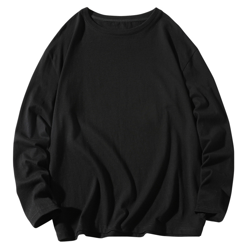 Cotton men's long-sleeved T-shirt 2023 Spring and Autumn new fashionable loose clothes solid color T-shirt plus size bottoming inner wear