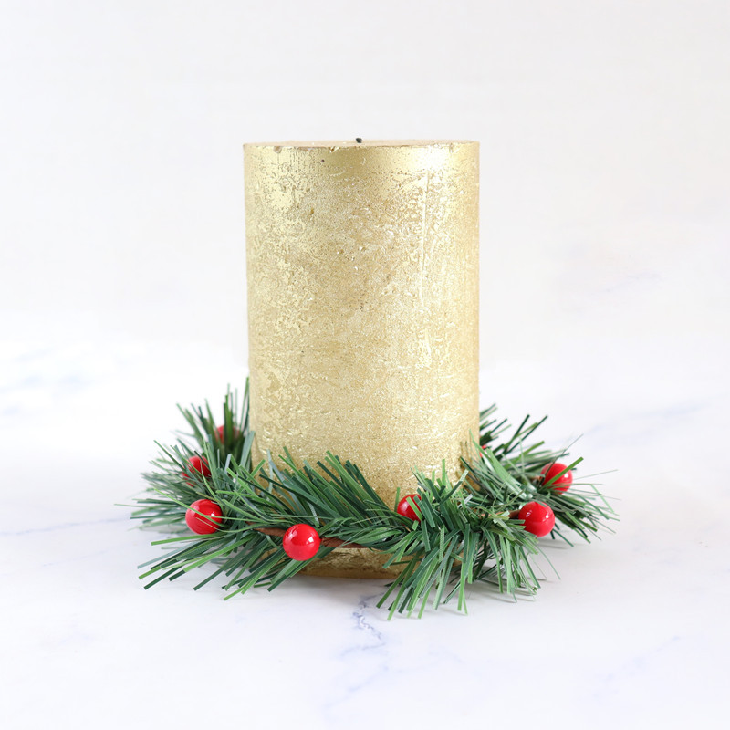 Christmas wreath simulation candle holder red berry wreath grass strip red berry pine needle home decoration price promotion_voghion.com