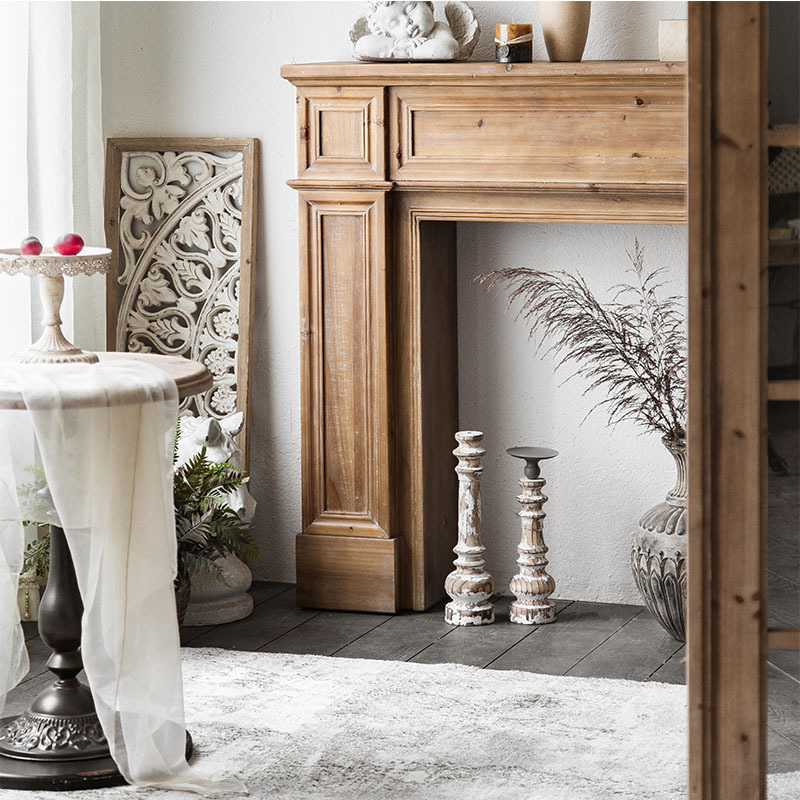 Jane European Log Color Retro Solid Wood Mantel Holder Homestay Mantel Cabinet Living Room Entrance Cabinet Wedding Photography Shooting Props
