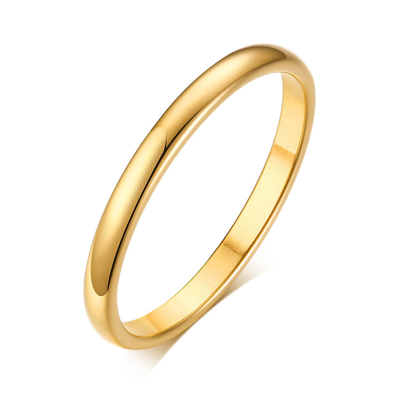 Plain ring fine ring female stainless steel couple glossy tail ring small finger 18K ring men and women titanium steel ring ins jewelry