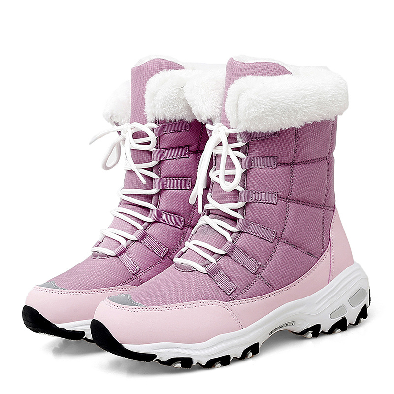 2024 new ladies snow boots winter warm boots fleece-lined thickened northeast cotton shoes cross-border plus size women's shoes
