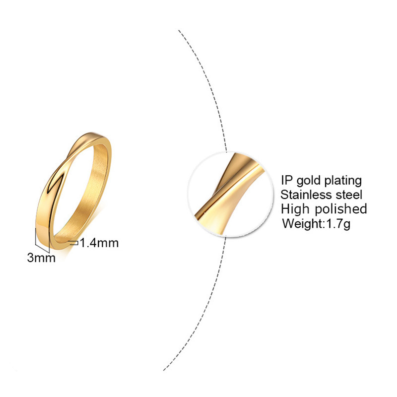 Jewelry plain ring stainless steel Mobius ring Golden index finger niche ring for girlfriend gift R-448