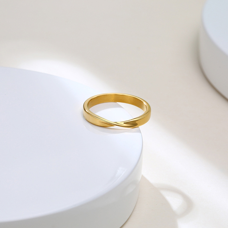 Jewelry plain ring stainless steel Mobius ring Golden index finger niche ring for girlfriend gift R-448