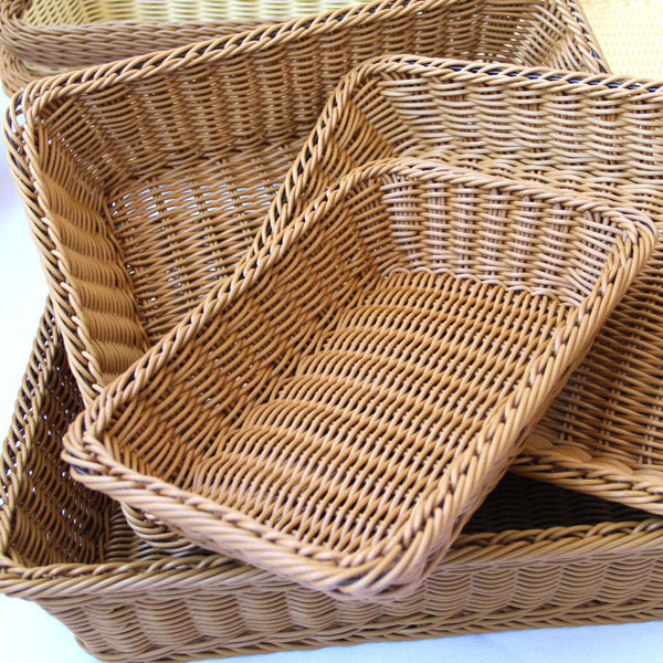 A1744 Imitation Rattan Rectangular Bread Basket Rattan Basket Storage Basket Plastic Storage Basket Storage Basket