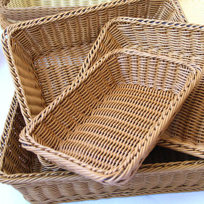 A1744 rattan bread basket food basket fruit basket dried fruit plate rectangular display basket Manual storage fruit basket