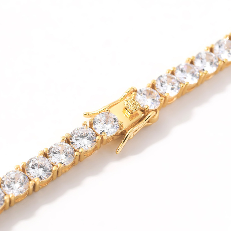 欧米のネックレス男性ヒップホップテニスチェーン3mm 4mm 5mm単列ジルコンネックレスtennis chainクロスボーダー|undefined