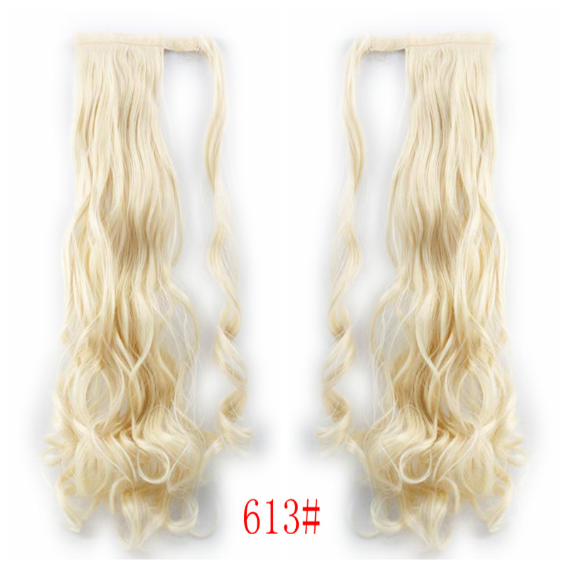 Factory spot European and American wig long curly wig hook and loop ponytail women's Chemical Fiber wig hair extension
