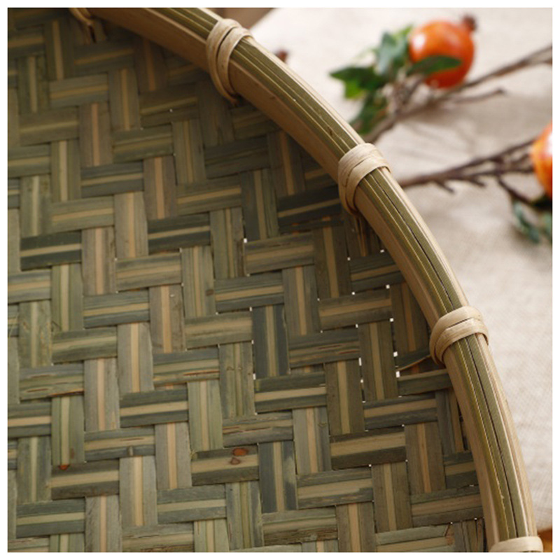 Drying bamboo green top layer round dustpan woven bamboo products woven flat flat bamboo basket handmade bamboo woven products