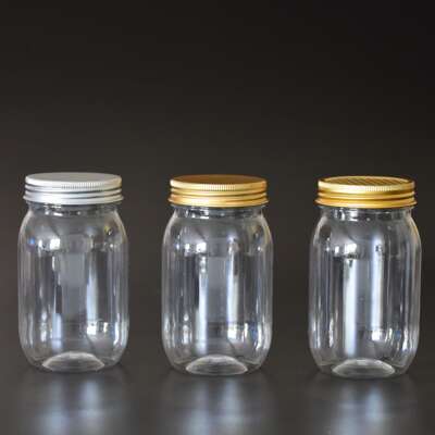 [Factory Supply] pet plastic bottle aluminum cap transparent bottle [mason bottle] candy jar mason jar