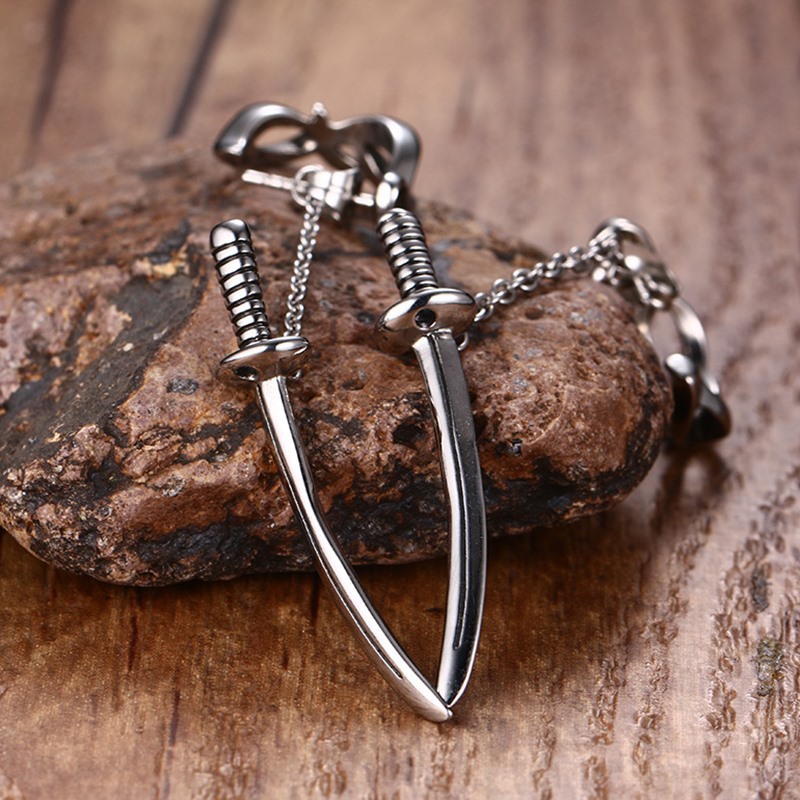 New products listed punk style men's sword earrings trendy men's earrings spot wholesale cross-border supply ES-123