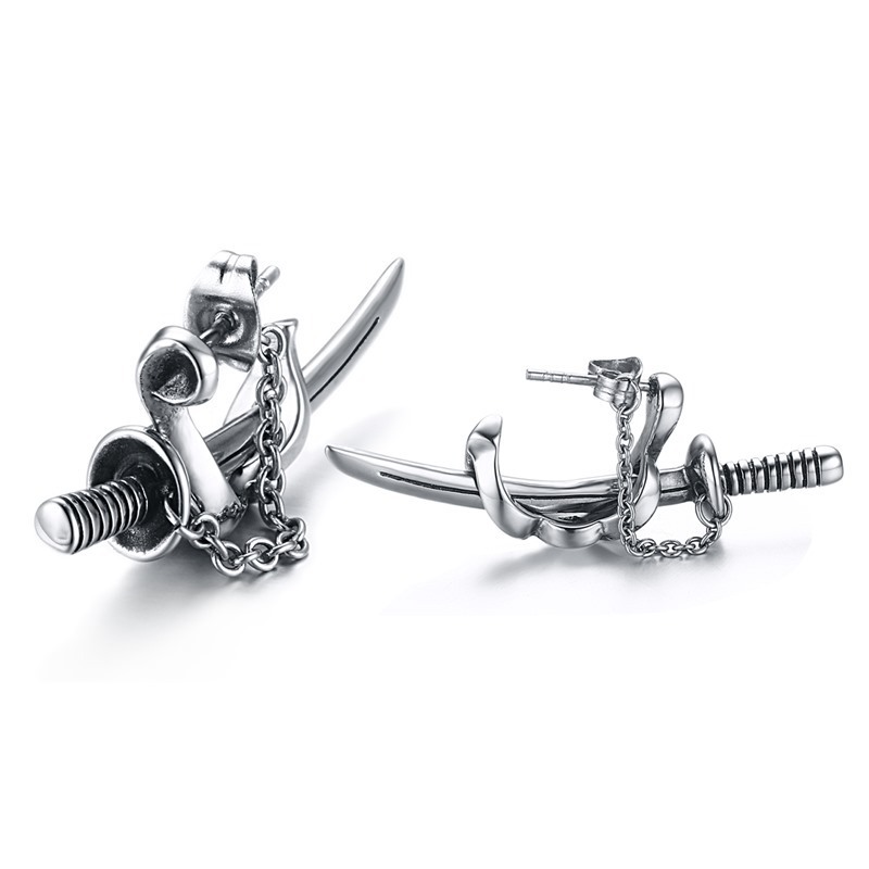 New products listed punk style men's sword earrings trendy men's earrings spot wholesale cross-border supply ES-123