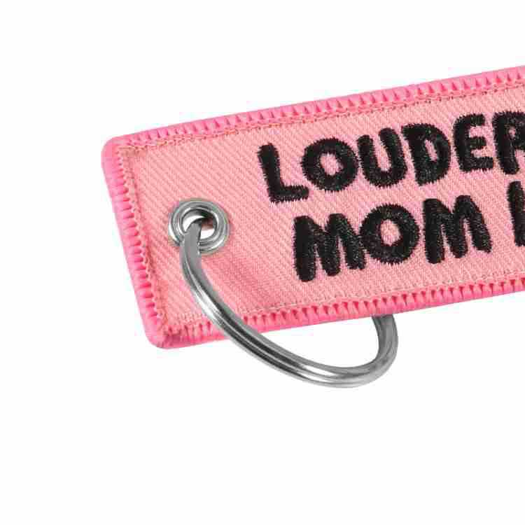 速賣通亞馬遜熱賣粉色機車鑰匙扣LOUDER THAN YOUR MOM搞笑鑰匙扣
